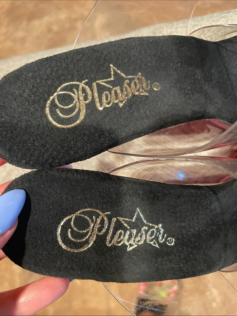 Pleaser Hot Pink Platform Clear-Strap Stiletto Mules